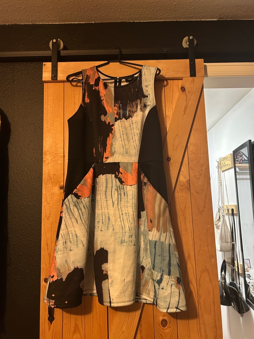 Mossimo Supply Co. Black, Pink & Light Blue Abstract MiniDress